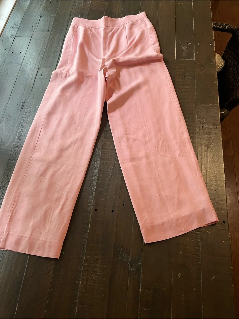 CHANEL Soft Pink Wide-Leg Linen Trousers